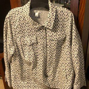 CJ Banks Black and White Denim jean jacket